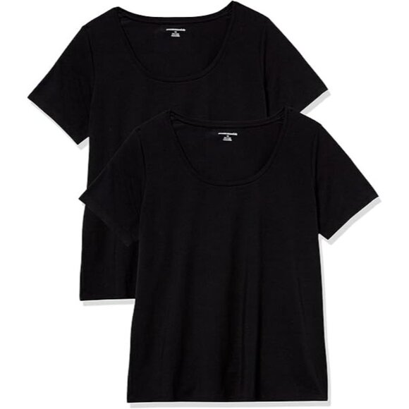 Amazon Essentials Size 3XL Black Scoop Neck Short-Sleeve T-Shirt Pack Of 2 - Picture 1 of 9